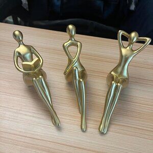 Gold Thinker Statue Décor Book Shelf Abstract Statue Ornament Office Déc…
